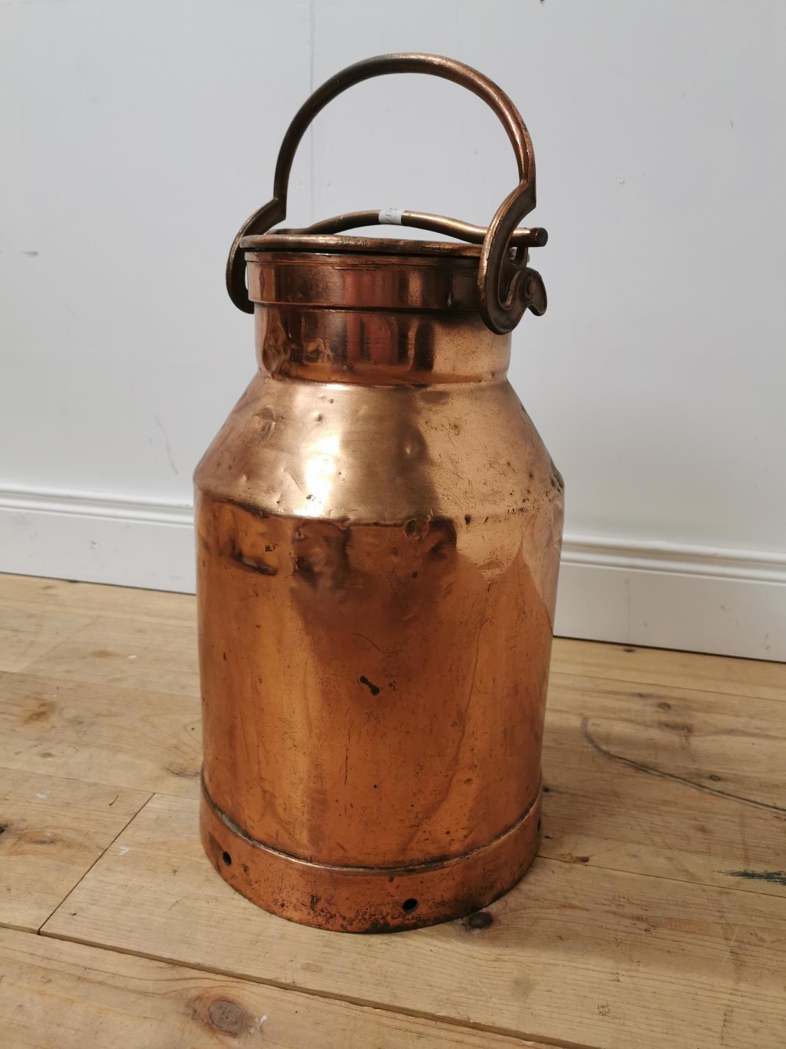 Early 20th. C. copper creamery can { 52cm H X 30cm Dia. }. - Image 3 of 3
