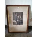 19th. C. Forty Winks black and white print mounted in an oak frame { 85cm H X 65cm W }.