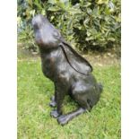 Exceptional quality bronze model of a Hare {43 cm H x 32 cm W x 24 cm D}.