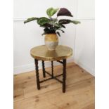 Indian folding table with beaten brass top. { 59cm H X 59cm Dia }