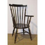 Oak spindle back armchair { 102cm H X 62cm W X 45cm D }.