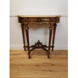 Good quality giltwood console table with marble top raised on reeded legs. {102 cm H x 95 cm W x