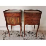 Pair of Edwardian satinwood bedside lockers raised on cabriole legs {74 cm H x 38 cm W x 32 cm D}.