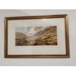 R. B. Higgins Mountain Scene framed Water colour { 52cm H X 80cm W }.