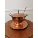 Early 20th. C. brass and copper lidded tureen with ladle. { cm H X D57cm W }