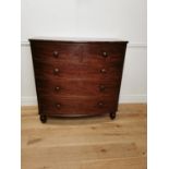 Good quality 19th C. mahogany bow fronted chest of drawers with two short drawers over three