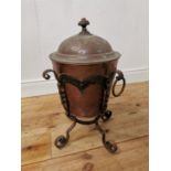 Decorative 19th. C. copper and metal lidded coal bucket { 56cm H X 43cm Dia }