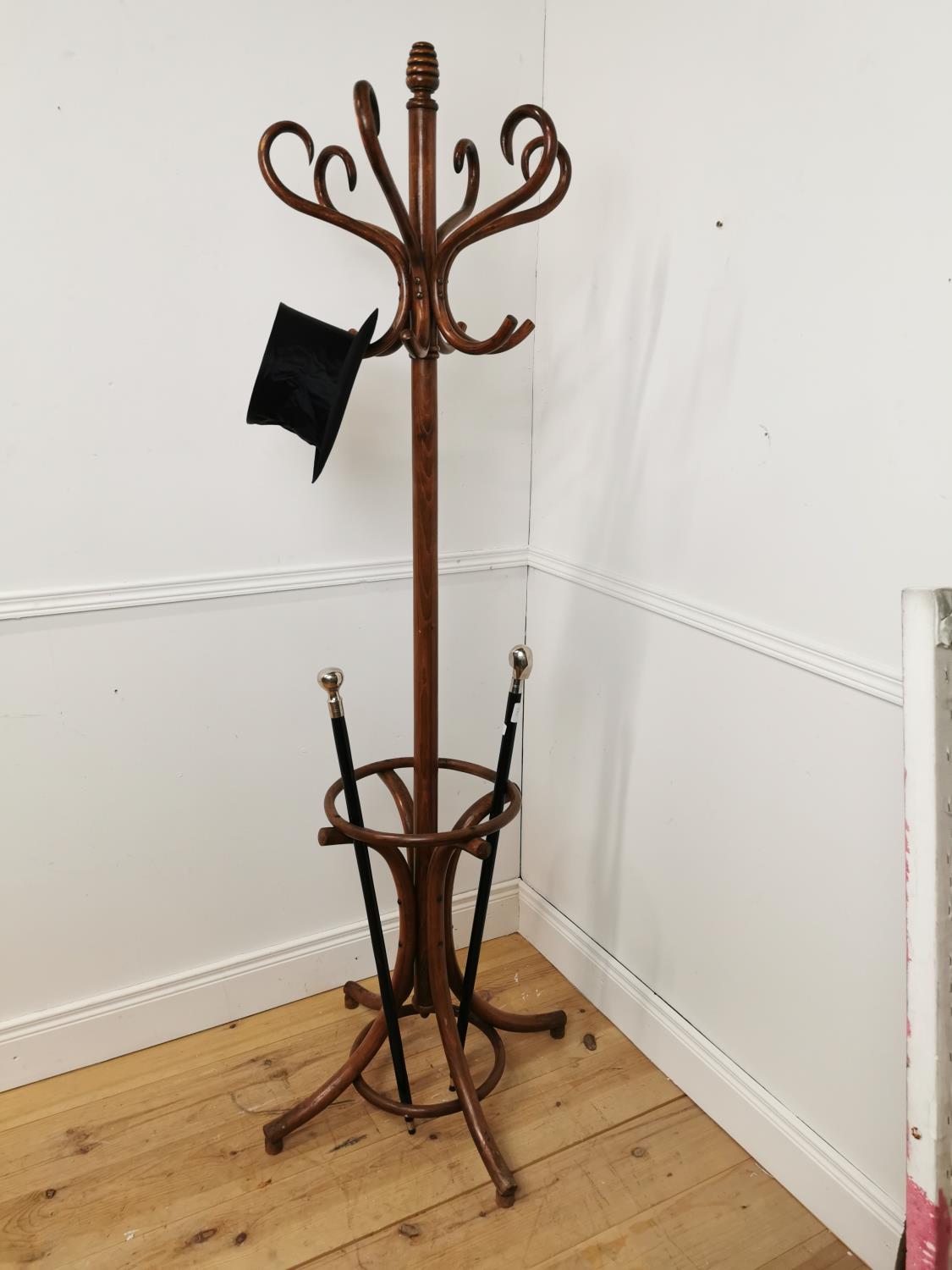 Good quality Bentwood hat and coat stand {190cm H x 50cm Dia.]