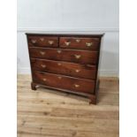19th. C. mahogany chest, the two short drawers over three graduated long drawers raised on bracket