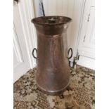 19th. C. brass and metal haystack milk can Stamped Butter Factory No 17 { 77cm H X 45cm Dia }.