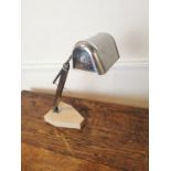 Art Deco chrome and marble desk lamp. {41 cm H x 20 cm W x 26 cm D}.