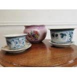 Two Oriental ceramic jardinières and Art pottery jardiniere