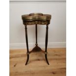 Good quality Edwardian French kingwood jardeniere stand with gilded brass mounts raised on reeded