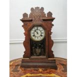 19th C. Pine gingerbread clock {60cm H x 37cm W x 12 D}