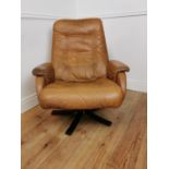 Retro leather reclining easy chair {94 cm H x 80 cm W x 80 cm D}.