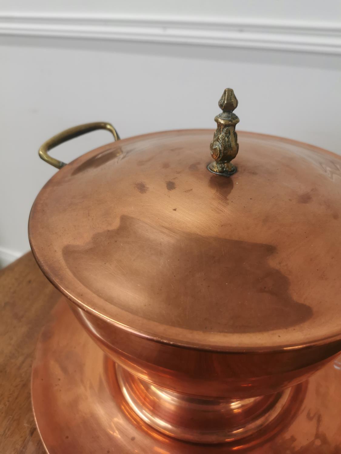 Early 20th. C. brass and copper lidded tureen with ladle. { cm H X D57cm W } - Image 2 of 3