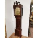 19th. C. mahogany long cased clock with arched rolling moon brass dial John Gilston Belfast No 315 {