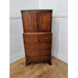 Edwardian mahogany bow fronted tall boy raised on bracket feet {110 cm H x 55 cm W x 46 cm D}.