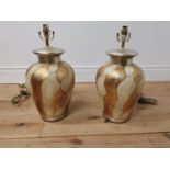 Pair of ceramic table lamps { 48cm H X 24cm Dia }.