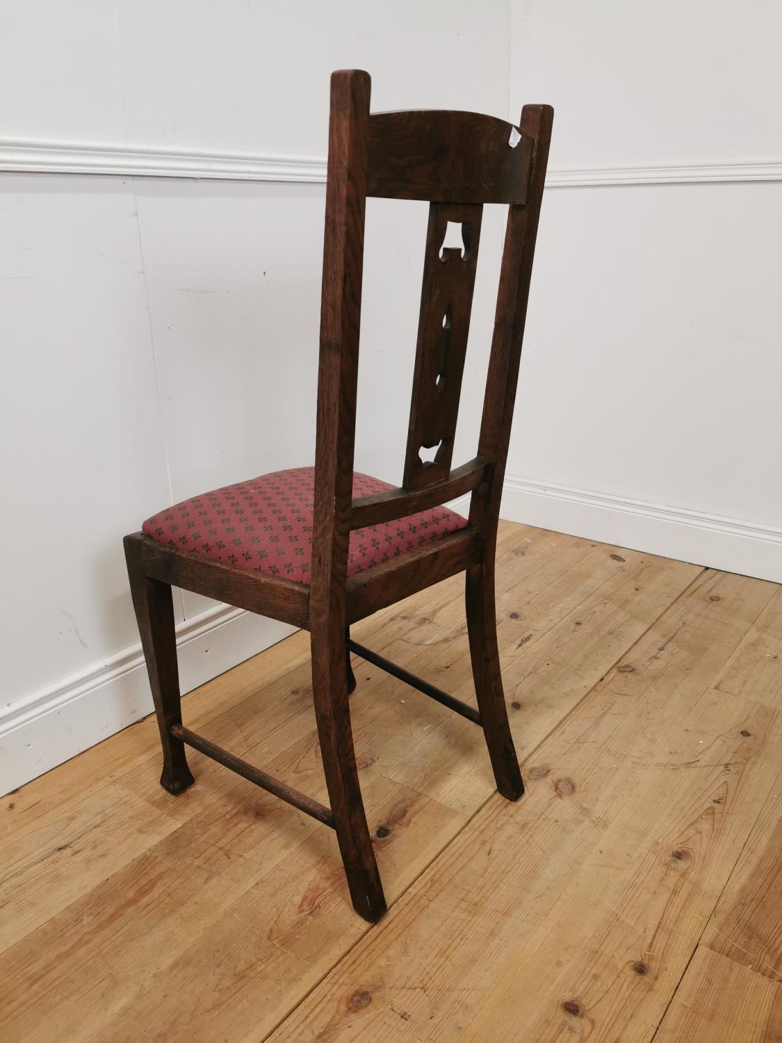 Arts & Crafts oak side chair the back inscribed erin above an upholstered seat raised on tapered - Image 3 of 3