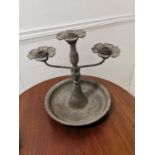 Metal three branch candle holder. { 30cm H X 30cm Dia }.