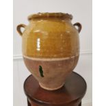 19th C. Glazed terracotta confit pot {26cm H x 26cm Dia.}