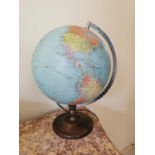 1950's terrestrial world globe {42 cm H x 32 cm Dia.}.