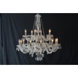 Large eighteen branch crystal chandelier { 90cm H X 80cm Dia }