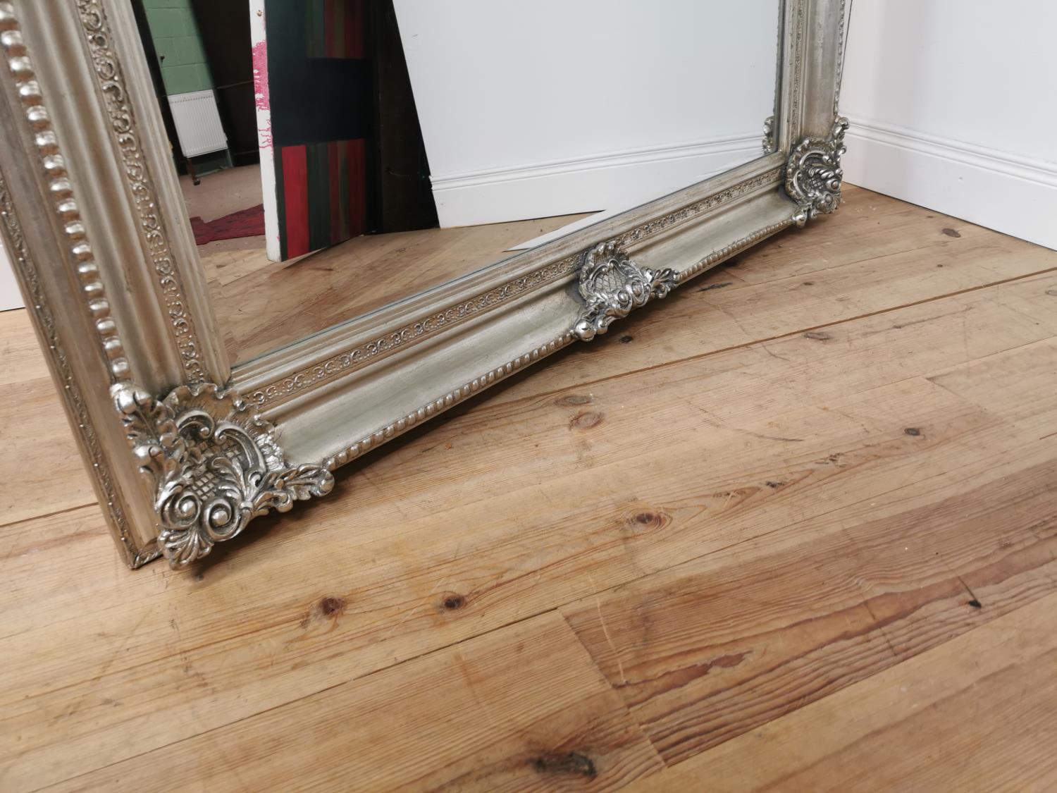 Decorative wall mirror mounted in a silver gilt frame { 244cm H X 146cm W }. - Image 2 of 4