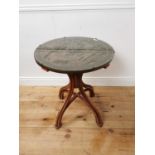 Bentwood centre table with carved Oriental hardwood top. { 74cm H X 61cm Dia }.