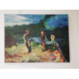 M Leddy An Evening Stroll Oil on Canvas { 61cm H X 80cm W }.