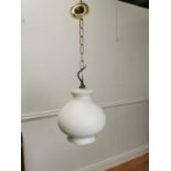 Vintage opaline glass hanging shade { 64cm H X 25cm Dia }.