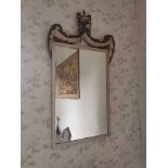 19th. C. giltwood and painted pine wall mirror in the Rococo style {124 cm H x 70 cm W}.