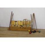 Croquet set in original box { 25cm H X 107cm W X 23cm D }.