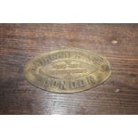 Three 19th. C. brass name plates - Kirghner & Co Saw - Mill Engineers London, Dr. J. MacleodMA.,MB B