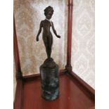 Bronze model of a Young Boy mounted on marble base {33 cm H x 8 cm W}.