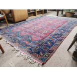 Persian 100% wool hand knotted carpet square with some damage { 310cm L X 200cm W }.