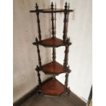 19th. C. Five tiered inlaid walnut whatnot raised on turned legs { 137cm H X 55cm W X 33cm D }.