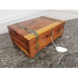 Decorative coramander wood jewellery box with metal mounts { 10cm H X 29cm W X 20cm D }.