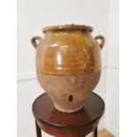 19th C. Glazed terracotta confit pot {31cm H x 32cm Dia.}