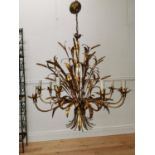 CoCo Chanel gilded metal eight branch chandelier decorated with ears of wheat { 110cm H X 90cm
