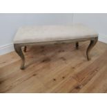 Strained pine upholstered window seat in the French style { 44cm H X 102cm W X 47cm D }.