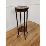 Edwardian mahogany with satinwood inlay jardiniere stand raised on square tapered legs { 100cm H X