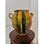 19th C. Glazed terracotta confit pot {33cm H x 33cm Dia.}
