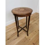 19th. C. inlaid mahogany circular lamp table raised on tapered legs { 76cm H X 45cm Dia }.