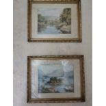 Pair of 19th. C. The Islands of Killarney coloured prints mounted in gilt frames { 41cm H X 52cm