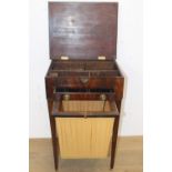 19th. C. walnut veneered ladies work table the lift up lid enclosing fitted interior above a