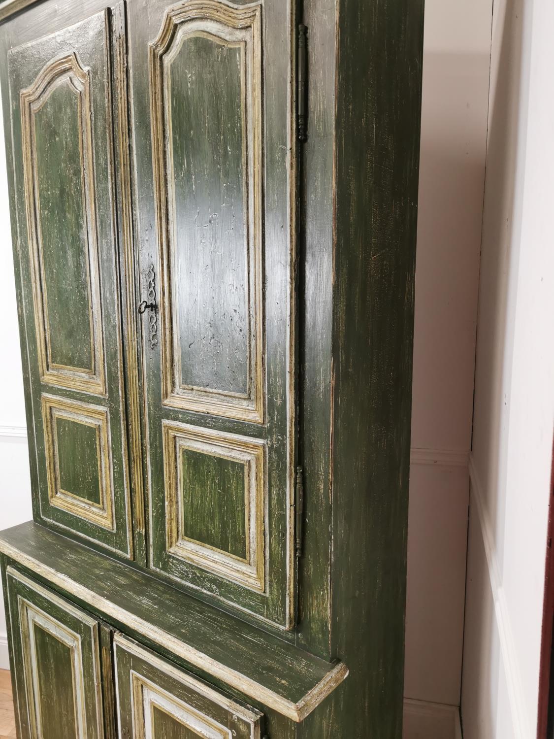 Good quality painted pine cupboard the two raised panelled doors over two raised panelled oors - Image 5 of 8