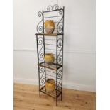 Rare early 20th. C. French boulangerie three tier metal and brass free standing rack { 192cm H X