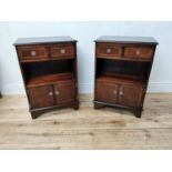 Pair of good quality mahogany and inlaid bedside cabinets raised on bracket feet {78 cm H x 53 cm